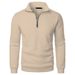 Men's Stand Collar Sweatshirt - Slim Fit, Lightweight Polyester, Zipper Front (Black/White/Beige/Light Gray/Burgundy/Khaki)_viptrois.com