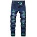 Men's Clothing Ripped Jeans Color Ripped Yarn Denim Trousers_viptrois.com