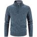 "Unisex Fleece-Lined Cardigan – Minimalist Stand Collar Knit Sweater With Ribbed Hem"_viptrois.com