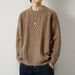 Twist Knitted Crew Neck Sweater For Men, Autumn And Winter New Thickened Base Knitwear, Trendy Pullover_viptrois.com