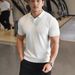 Men's Clothing Summer Lapel Short Sleeved Sweater Men's Polo Collar Light Business Slim Casual Cool Solid Color Shirt_viptrois.com