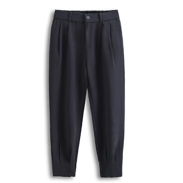 Men's Clothing Ice Silk Drape Trousers Zipper Cuffs Harem Pants Loose Large Size Thin Suit Trousers_viptrois.com