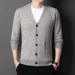 Men's V-Neck Cardigan Sweater – Classic British-Inspired Knit With Cable Stitch Detail (M-4XL, Machine-Washable Wool Blend For Autumn Layering)_viptrois.com