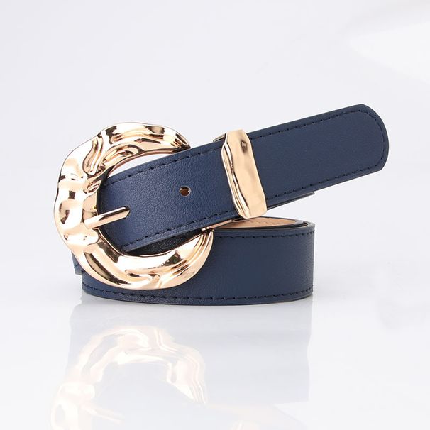 Women's fashion personalized belt European and American trend simple jeans belt large head metal buckle decorative belt wholesale_viptrois.com