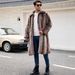 Long Faux Fur Coat For Men – Winter Oversized Collar Coat With Contrast Trim (S-XXXL, Brown, Plush Lining, Single-Breasted)_viptrois.com