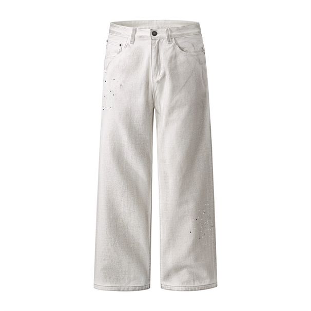 Spray-Dyed Vintage Dirty Wide-Leg Jeans Wasteland Punk Men's Paint Splatter Niche Loose Straight-Leg Pants Trendy_viptrois.com