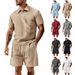Men's Summer Jacquard Polo & Shorts Set - Breathable Athletic Outfit (S-XXXL, 8 Colors) | Quick-Dry & UV Protection_viptrois.com