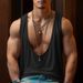 Men's Clothing Large V Neck T Shirt Solid Color Thin Casual Sweat Shirt Sleeveless Breathable Waistcoat Sports Vest_viptrois.com