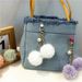 Bag Charm Cute Pearl Keychain Small Fresh Candy Plush Ball Bag Pendant Car Key Chain Earphone Cover Pendant Accessories_viptrois.com