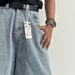 Men's Clothing Cartoon Embroidered Jeans Straight Leg Cropped Pants Loose Casual Skateboard Pants_viptrois.com