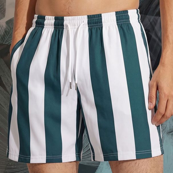 Men's Clothing Summer 3D Men's Sports Shorts Trendy Striped Casual Versatile Straight Leg Pants For Outdoor Activities_viptrois.com