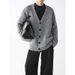 Men's Retro Stripe V-Neck Cardigan – Korean Street Style Loose Fit (White-Grey/Beige-Apricot/Dark Gray)_viptrois.com