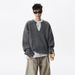 Solid Color V-neck Sweater Men's Winter Gray Loose Casual Lazy Versatile Knitted Top_viptrois.com