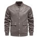 "Men's Suede Stand Collar Jacket – European-Sized Autumn & Winter Baseball Coat In Khaki/Grey/Green/Earthy Yellow (S-XXL)"_viptrois.com