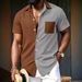 Men's Retro Large Check Casual Shirt Two Tone Short Sleeved With Pockets New_viptrois.com