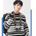 Loom Cross-Border European And Waist Line Striped Design Men's American Retro Round Neck Knitted Sweater Slim Fit Trendy Top_viptrois.com