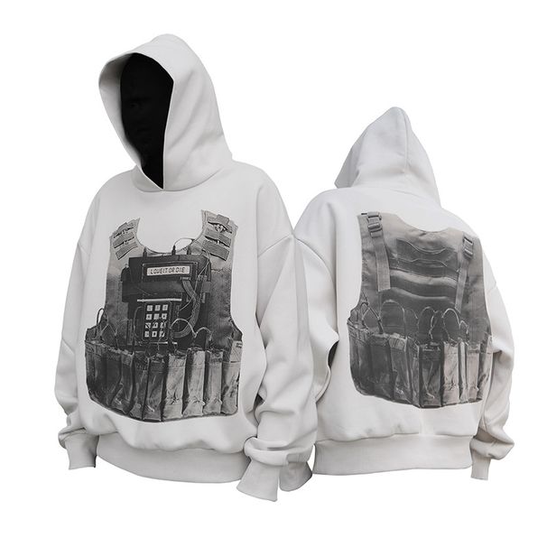 Men's Clothing Heavyweight 500g Retro Printed Street Hooded Sweatshirt Men's Loose Casual Versatile Hoodie Top_viptrois.com