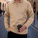 Men's Long Sleeve Polo Shirt - Textured Knit Collar Casual Button Down Shirt For Autumn Winter - Breathable Cotton Blend Fabric Relaxed Fit_viptrois.com