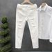 Men's Clothing White Ripped Diamond Jeans Trendy Slim Fitting Skinny Pants_viptrois.com