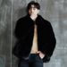 Men's Clothing Winter new fur coat men's blue leather youth hooded fur coat fur and leather_viptrois.com