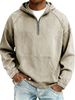 Vintage Distressed Half-Zip Hoodie – Oversized Cotton Blend Pullover For Men (10 Colors, S-4XL)_viptrois.com