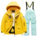 Pulse Winter Children's Suit Set Boys Fleece Lined Warm Waterproof Windproof Professional One-Piece Girls Ski Bib Pants_viptrois.com