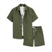 Men's Clothing Men's Summer Beach Two-Piece Set Short-Sleeved Shirt And Shorts Casual Vacation Suit Two-Tone Textured_viptrois.com