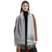 Unisex Scarf Preppy grey check fringe bib shawl_viptrois.com
