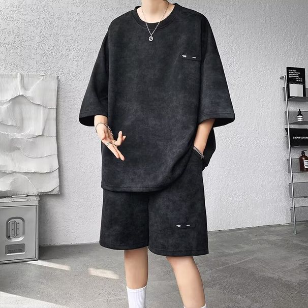 Men's Clothing Tie Dye Casual Sports Suit For Men In Summer Oversized Size For Fat Men Cool And Handsome T Shirt Short Sleeved Shorts One Set To Wear_viptrois.com