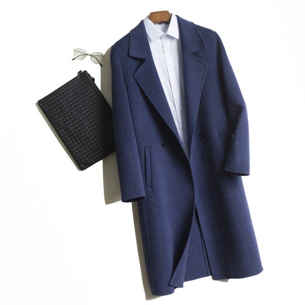 Wool Double-Faced Overcoat For Men – Knee-Length Cashmere-Blend Trench Coat With Notched Lapel (M-XXXL, Coffee/Charcoal/Navy/Camel/Black/Olive)_viptrois.com