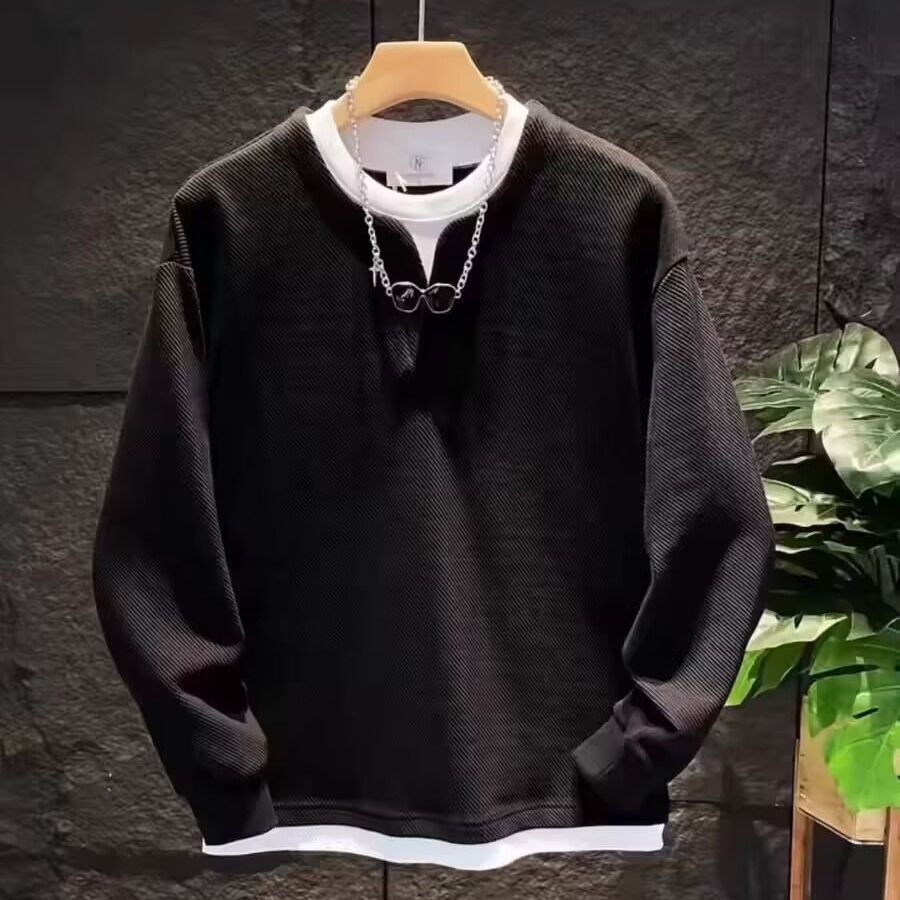 Men's Clothing Trendy Brand Hoodie, Autumn Style, Simple, Loose, Versatile, Fashionable Men's Long Sleeved Crew Neck Hoodie_viptrois.com