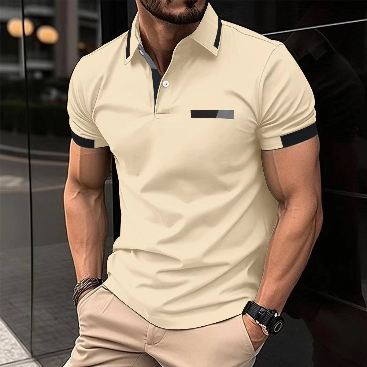 Men Summer Short Sleeve 100% Polyester Polo Shirt 3D Digital Print Business Casual Turn-down Collar Polo Shirt_viptrois.com
