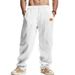 Men's Clothing Relaxed Fit Casual Beach Pants - Lightweight Breathable Linen-Like Straight Leg Trousers For Spring & Autumn (White, Black, Gray)_viptrois.com