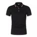 Men's plus Size Solid Color Polo Shirt Plain Stand up Collar Short Sleeve Smart Casual Trendy T-Shirt European American Style_viptrois.com