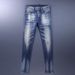 Men's Distressed Blue Skinny Jeans | Streetwear Style With Patch Decor | Washed Denim Pants Comfortable Movement_viptrois.com