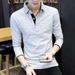 Men's Clothing Long Sleeved T Shirt Slim Polo Shirt Solid Color Business Casual Bottoming Shirt Top_viptrois.com