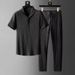 Men's Clothing Ultra Thin Five Point Sleeve Ice Silk Linen Suit Men's Cotton And Linen Two Piece Suit Large Size Loose Mid Sleeve T Shirt Sportswear_viptrois.com