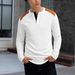 Men's Waffle Knit Henley Long Sleeve Shirt - Breathable & Stylish Casual Top With Button Placket (White, Black, Olive, Khaki)_viptrois.com