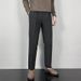 Men's Slim Fit Straight Leg Cropped Trousers High Quality Black Fleece Lined Suit Perfect for Autumn And Winter_viptrois.com