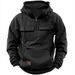 Autumn And Winter New Solid Color Hooded Sweater Men's European, American Youth Sports Multi-pocket Leather Sweater Jacket_viptrois.com