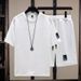 Men's Clothing Summer T Shirt Short Sleeved Two Piece Suit For Men Trendy Casual Sports Men's Breathable Waffle Jacquard Suit Edging_viptrois.com