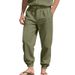 Men's Loose Fit Linen Sports Jogger Pants All Seasons Trendy Beach Casual Plus Size American Style_viptrois.com