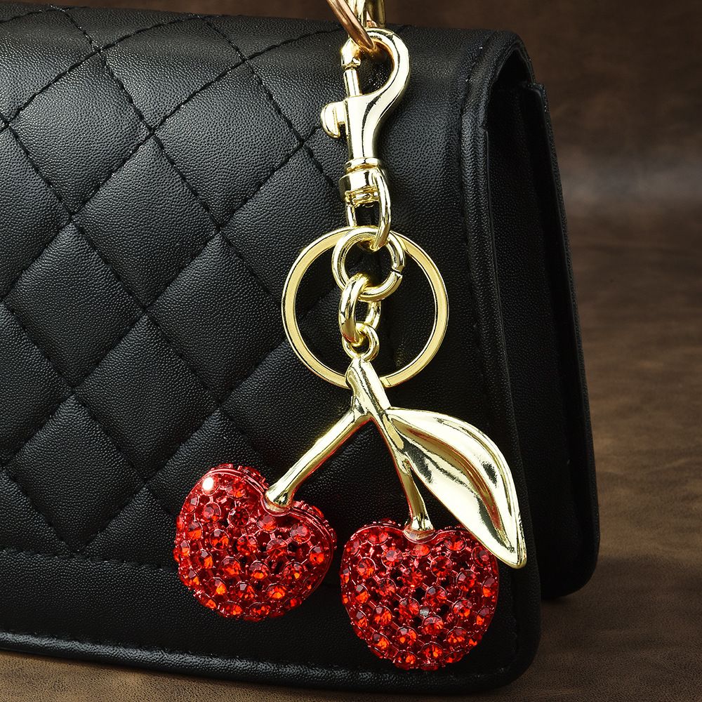 Bag Charm Factory Direct Sales Jewelry Full Of Diamond Cherry Bag Keychain Fruit Cherry Fashion Pendant Wholesale_viptrois.com