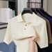 Men's Clothing Men's Summer Short Sleeve Knit Shirt Simple Solid Color Casual Trendy T-Shirt Jacquard Openwork Collar_viptrois.com