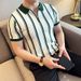 Men's Half-Zip Contrast Stripe Polo Shirt - Summer Lightweight & Breathable | Slim Lapel Design | Mature Elegant Style_viptrois.com