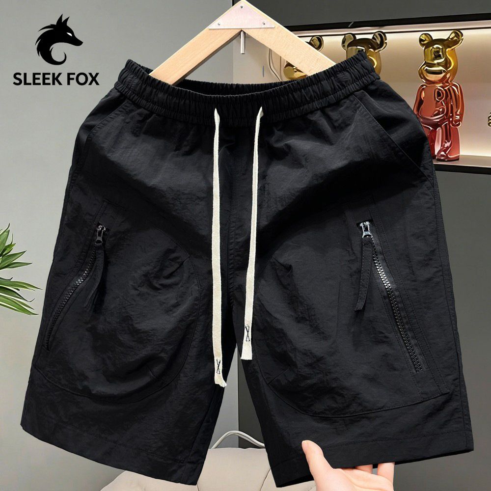 Men's Casual Drawstring Waist Shorts Style Summer Zipper Large Pocket Outdoor Sports Pants Versatile New_viptrois.com