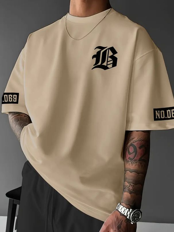 Men's Clothing Cross Border European And American New Fashion Brand Men's Summer Round Neck Loose Letter Short Sleeved T Shirt Top_viptrois.com