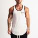 Men's Fitness Vest Slim-fit Elastic Top T-Shirt American I-shaped Back Bottom Shirt Guochao Splicing Top_viptrois.com