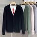 Korean Style V-Neck Knit Cardigan – Lightweight Spring/Autumn Open-Front Sweater For Men (Black, Green, Apricot, Gray) | Trendy Layering Piece_viptrois.com