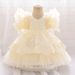 Children's New Infant And Toddler Princess Dress Full Moon And One Year Old Banquet Dress Embroidered Mesh Fungus Pleated Children's Dress_viptrois.com